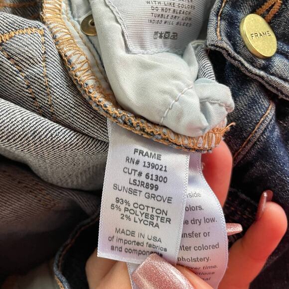 Frame Denim Jeans Womens 25 Distressed Sunset Grove Blue Ripped Le Skinny Cotton - Picture 6 of 10